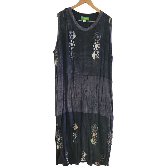 Kusnadi Dresses & Skirts - Kusnadi Womens Black Lagenlook Maxi linen blend Dress One Size Art to Wear Arty